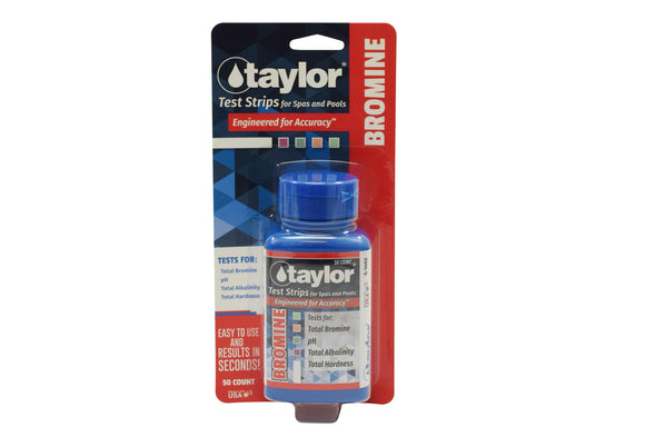 Taylor Bromine Test Strips for Bromine, pH, Alkalinity, Hardness - 50 Ct (S-1402)