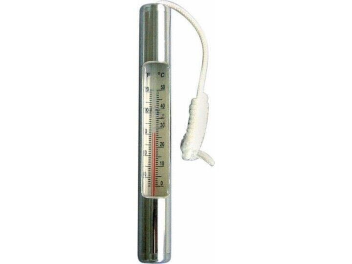 POOLSTYLE DELUXE SERIES CHROME PLATED THERMOMETER W/ CORD {PS088} (K088CBX24)