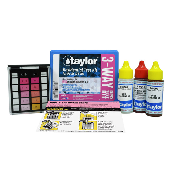 Taylor 3-Way Test Kit for Free Chlorine, Bromine, pH (K-1001)